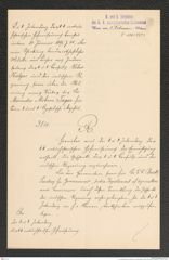 k.k. naturhistorisches Hofmuseum, Intendanzakten 1885-1896 (Hauer), Aktenzahl Z.120/1891, Seite 1